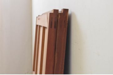 アンティーク建具　モダンデザイン　大正ロマンの雰囲気を高める板戸窓2枚セット(引き戸)(R-068888)