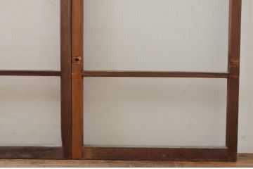 アンティーク建具　どこか懐かしい雰囲気漂うモールガラス窓4枚セット(引き戸、ガラス戸)(R-068890)