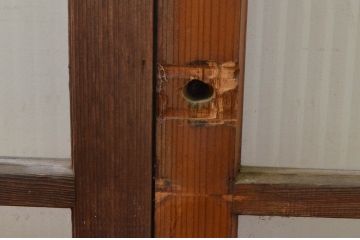 アンティーク建具　どこか懐かしい雰囲気漂うモールガラス窓4枚セット(引き戸、ガラス戸)(R-068890)