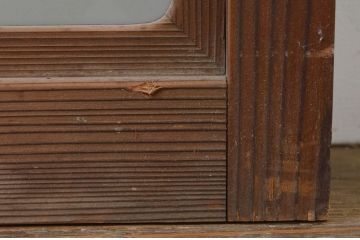 アンティーク建具　高級品!!　透かし彫りが素敵なレトロな雰囲気のガラス窓2枚セット(引き戸、ガラス戸)(R-068891)