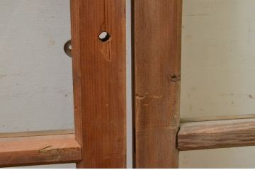 アンティーク建具　古い木味が魅力的なガラス窓4枚セット(引き戸、ガラス戸)(R-068893)