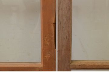 アンティーク建具　古い木味が魅力的なガラス窓4枚セット(引き戸、ガラス戸)(R-068893)