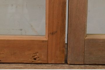 アンティーク建具　古い木味が魅力的なガラス窓4枚セット(引き戸、ガラス戸)(R-068893)