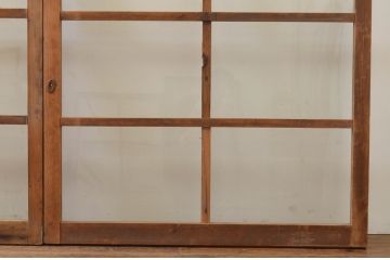 アンティーク建具　古い木味が魅力的なガラス窓4枚セット(引き戸、ガラス戸)(R-068893)