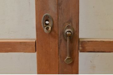 アンティーク建具　古い木味が魅力的なガラス窓4枚セット(引き戸、ガラス戸)(R-068893)