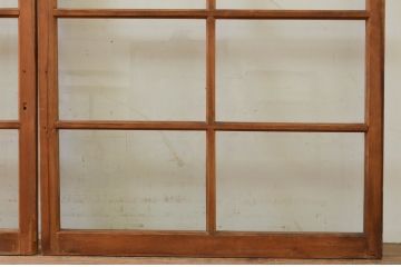 アンティーク建具　古い木味が魅力的なガラス窓2枚セット(引き戸、ガラス戸)(R-068894)