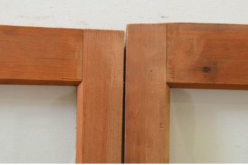 アンティーク建具　古い木味が魅力的なガラス窓2枚セット(引き戸、ガラス戸)(R-068894)