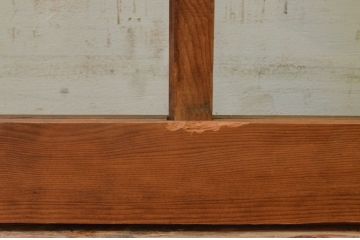 アンティーク建具　古い木味が魅力的なガラス窓2枚セット(引き戸、ガラス戸)(R-068894)
