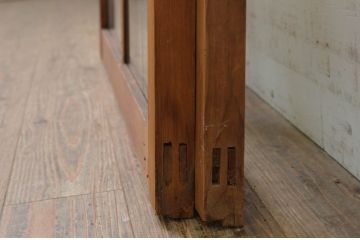 アンティーク建具　古い木味が魅力的なガラス窓2枚セット(引き戸、ガラス戸)(R-068894)