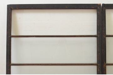 アンティーク建具　ノスタルジックな雰囲気溢れるガラス窓2枚セット(引き戸、ガラス戸)(R-068896)