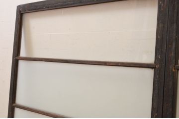 アンティーク建具　ノスタルジックな雰囲気溢れるガラス窓2枚セット(引き戸、ガラス戸)(R-068896)