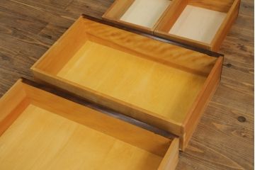 和製ビンテージ　希少　松本民芸家具　#100型　モールガラスがレトロなビューロー(ライティングビューロー、本箱、キャビネット、収納棚、戸棚、ワークデスク、在宅ワーク、在宅用、引き出し、ヴィンテージ)(R-068904)