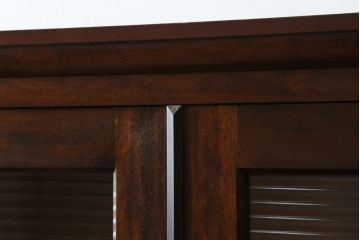 和製ビンテージ　希少　松本民芸家具　#100型　モールガラスがレトロなビューロー(ライティングビューロー、本箱、キャビネット、収納棚、戸棚、ワークデスク、在宅ワーク、在宅用、引き出し、ヴィンテージ)(R-068904)