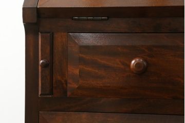 和製ビンテージ　希少　松本民芸家具　#100型　モールガラスがレトロなビューロー(ライティングビューロー、本箱、キャビネット、収納棚、戸棚、ワークデスク、在宅ワーク、在宅用、引き出し、ヴィンテージ)(R-068904)