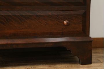 和製ビンテージ　希少　松本民芸家具　#100型　モールガラスがレトロなビューロー(ライティングビューロー、本箱、キャビネット、収納棚、戸棚、ワークデスク、在宅ワーク、在宅用、引き出し、ヴィンテージ)(R-068904)
