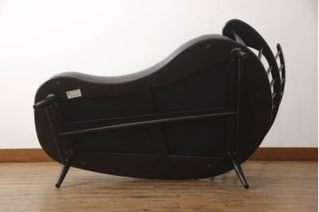 中古　美品!!　柏木工(カシワ木工、KASHIWA)　JLC89L(オーク)　本革　レザー　美しく洗練されたデザインが魅力的なネーチェア(カウチソファ、スピンドル、一人掛け、二人掛け、1P、2P、長椅子、店舗什器)(R-068910)