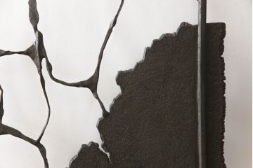 中古　希少　抽象アート　ロートアイアン　インダストリアルの空間づくりに活躍する鉄製ゲート(門扉、ドア、フェンス)(R-068916)