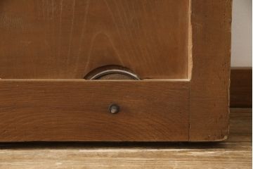 アンティーク建具　総欅(ケヤキ)材　重厚感のある佇まいが魅力の蔵戸1枚(玄関戸、引き戸)(R-068917)