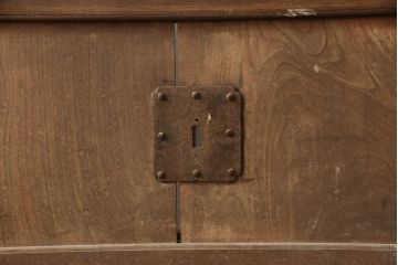 アンティーク建具　総欅(ケヤキ)材　上質な和の雰囲気を高める桟の細かい格子蔵戸1枚(引き戸、格子戸、玄関戸)(R-068918)