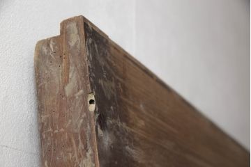 アンティーク建具　総欅(ケヤキ)材　上質な和の雰囲気を高める桟の細かい格子蔵戸1枚(引き戸、格子戸、玄関戸)(R-068918)