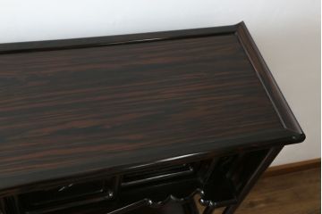 中古　黒檀無垢材　上質なこだわりの空間づくりにおすすめの飾り棚(茶棚、戸棚、収納棚、違い棚)(R-068919)