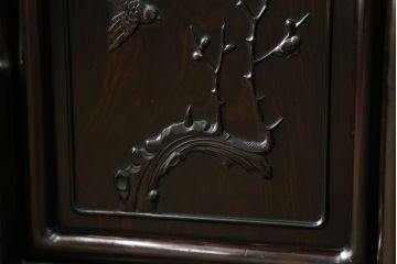 中古　黒檀無垢材　上質なこだわりの空間づくりにおすすめの飾り棚(茶棚、戸棚、収納棚、違い棚)(R-068919)