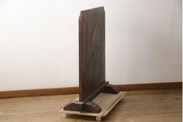 和製アンティーク　高級杉材　大迫力の鯉の漆絵入り衝立て(つい立て、衝い立て、パーテーション、仕切り)(R-068920)