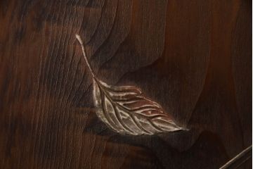 和製アンティーク　高級杉材　大迫力の鯉の漆絵入り衝立て(つい立て、衝い立て、パーテーション、仕切り)(R-068920)