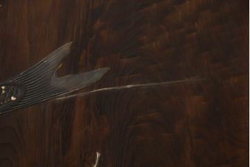 和製アンティーク　高級杉材　大迫力の鯉の漆絵入り衝立て(つい立て、衝い立て、パーテーション、仕切り)(R-068920)