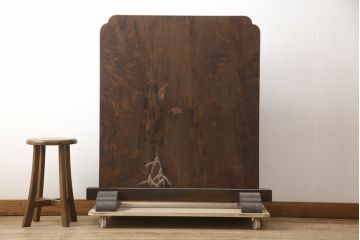 和製アンティーク　高級杉材　大迫力の鯉の漆絵入り衝立て(つい立て、衝い立て、パーテーション、仕切り)(R-068920)