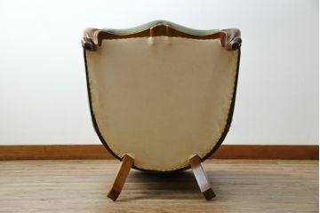 中古　美品　スペイン製　バロッサバレンティ(VARO,S.A. VALENTI)　本革　ラグジュアリーな空間を演出する1人掛けレザーソファとフットスツールのセット(一人掛けソファ、パーソナルチェア、ラウンジチェア、アームチェア、椅子、イス、オットマン)(定価約76万円)(R-068938)