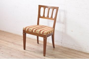中古　DREXEL HERITAGE(ドレクセルヘリテイジ)　ストライプ柄のファブリックが目を引くアームレスチェア(ダイニングチェア、椅子、イス)(R-068939)