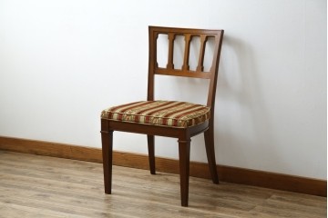 中古　DREXEL HERITAGE(ドレクセルヘリテイジ)　ストライプ柄のファブリックが目を引くアームレスチェア(ダイニングチェア、椅子、イス)(R-068939)