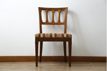 中古　DREXEL HERITAGE(ドレクセルヘリテイジ)　ストライプ柄のファブリックが目を引くアームレスチェア(ダイニングチェア、椅子、イス)(R-068939)