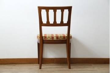 中古　DREXEL HERITAGE(ドレクセルヘリテイジ)　ストライプ柄のファブリックが目を引くアームレスチェア(ダイニングチェア、椅子、イス)(R-068939)