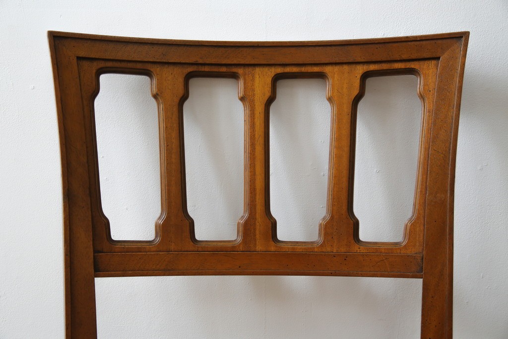 中古　DREXEL HERITAGE(ドレクセルヘリテイジ)　ストライプ柄のファブリックが目を引くアームレスチェア(ダイニングチェア、椅子、イス)(R-068939)