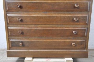 中古　美品　伊勢丹デパート取り扱い品　ナラ(楢)材　内部キリ(桐)材　品のある佇まいが美しい民芸風チェスト(引き出し、洋服タンス、収納箪笥)(定価約40万円)(R-068959)