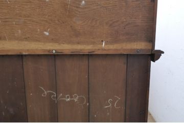 イギリスアンティーク　オーク材　立体的なガラスが魅力的なカップボード(キャビネット、食器棚、収納棚、戸棚、飾り棚、英国)(R-068972)