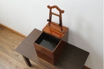 和製アンティーク　木目が美しい小引き出し(ドレッサー、メイクボックス、化粧品ボックス、化粧箱、ミニ鏡台)(R-068979)