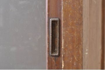和製アンティーク　昭和レトロな雰囲気漂うシンプルな二段重ね収納棚(キャビネット、食器棚、本箱、書棚、戸棚)(R-068980)