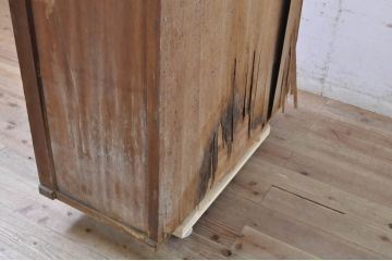 和製アンティーク　昭和レトロな雰囲気漂うシンプルな収納棚(キャビネット、食器棚、本箱、書棚、戸棚)(R-068986)