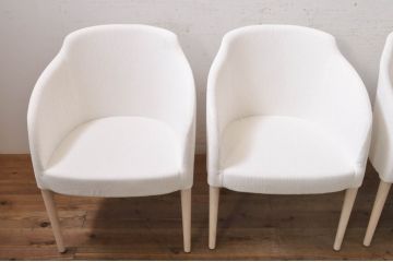 中古　短期展示品　極美品　相合家具製作所(SOGOKAGU)　マーガレット(MARGUERITE)　シンプルなデザインが魅力的なアームチェア5脚セット(一人掛けソファ、1人掛けソファ、ラウンジチェア、パーソナルチェア、バラ売り可能)(R-068987)