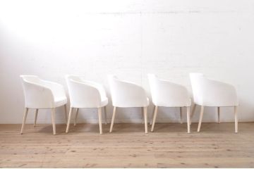 中古　短期展示品　極美品　相合家具製作所(SOGOKAGU)　マーガレット(MARGUERITE)　シンプルなデザインが魅力的なアームチェア5脚セット(一人掛けソファ、1人掛けソファ、ラウンジチェア、パーソナルチェア、バラ売り可能)(R-068988)