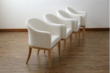 中古　短期展示品　美品　相合家具製作所(SOGOKAGU)　パルマ(PALMA)　シンプルなデザインが魅力的なアームチェア4脚セット(一人掛けソファ、1人掛けソファ、ラウンジチェア、パーソナルチェア)(R-068989)