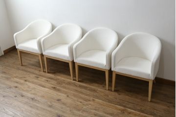 中古　短期展示品　美品　相合家具製作所(SOGOKAGU)　パルマ(PALMA)　シンプルなデザインが魅力的なアームチェア4脚セット(一人掛けソファ、1人掛けソファ、ラウンジチェア、パーソナルチェア)(R-068989)