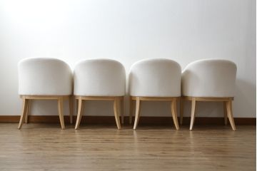 中古　短期展示品　美品　相合家具製作所(SOGOKAGU)　パルマ(PALMA)　シンプルなデザインが魅力的なアームチェア4脚セット(一人掛けソファ、1人掛けソファ、ラウンジチェア、パーソナルチェア)(R-068989)