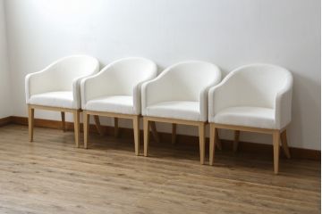 中古　短期展示品　美品　相合家具製作所(SOGOKAGU)　パルマ(PALMA)　シンプルなデザインが魅力的なアームチェア4脚セット(一人掛けソファ、1人掛けソファ、ラウンジチェア、パーソナルチェア)(R-068990)