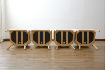中古　短期展示品　美品　相合家具製作所(SOGOKAGU)　パルマ(PALMA)　シンプルなデザインが魅力的なアームチェア4脚セット(一人掛けソファ、1人掛けソファ、ラウンジチェア、パーソナルチェア)(R-068990)