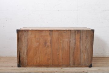 和製アンティーク　前面欅(ケヤキ)材　経年を感じさせる木味が魅力の二本松箪笥ローチェスト(ローボード、時代箪笥、和タンス、衣装たんす、整理タンス、収納タンス、引き出し、テレビ台、テレビボード)(R-068995)
