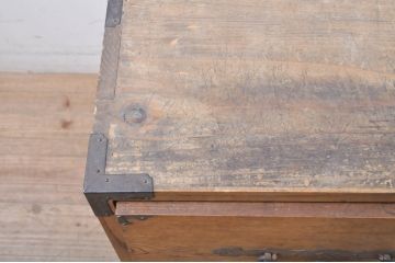 和製アンティーク　前面欅(ケヤキ)材　経年を感じさせる木味が魅力の二本松箪笥ローチェスト(ローボード、時代箪笥、和タンス、衣装たんす、整理タンス、収納タンス、引き出し、テレビ台、テレビボード)(R-068995)